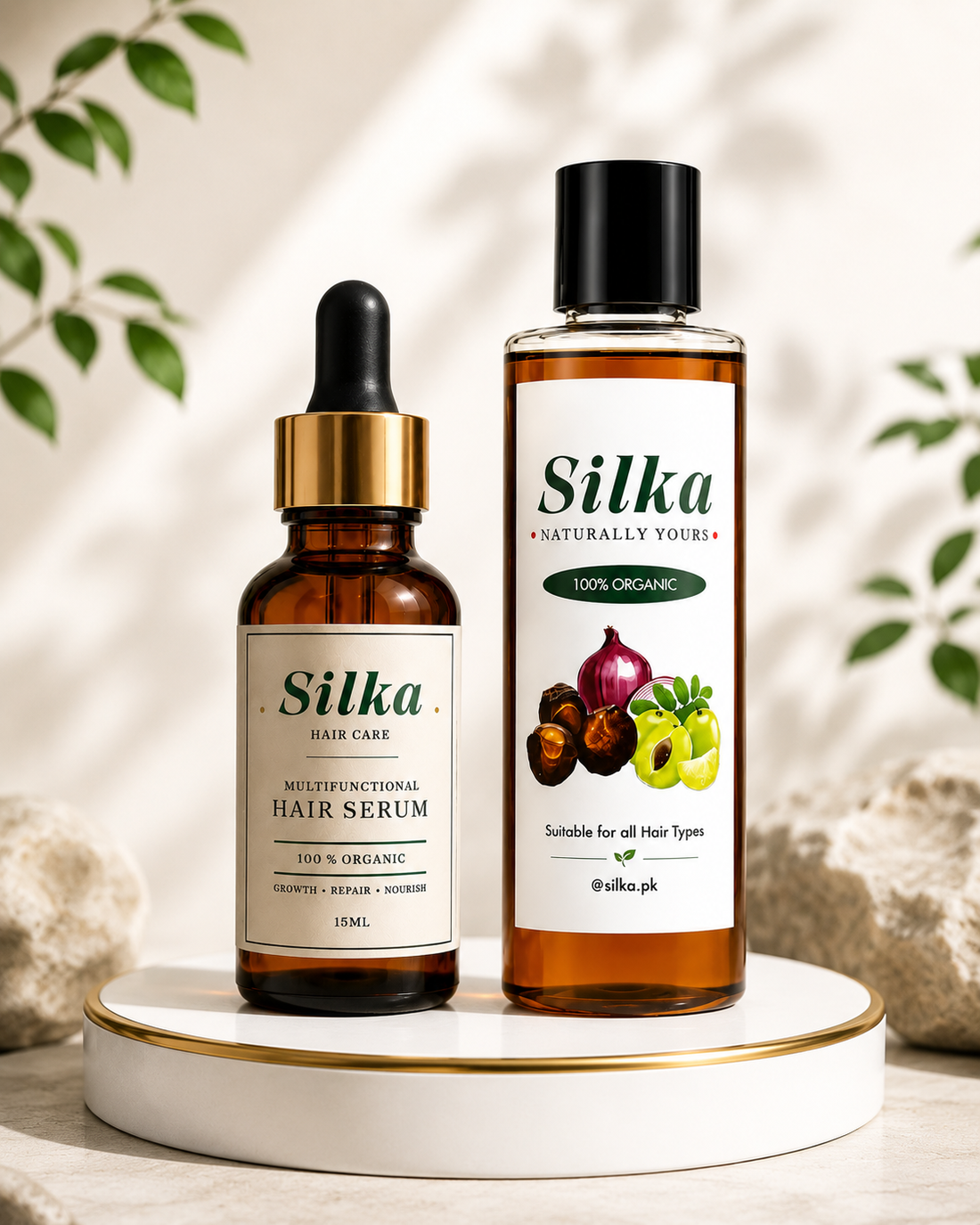 Silka Hair Care Combo Deal – Multifunctional Hair Serum (15ml) + 100% Organic Hair Oil (100ml)